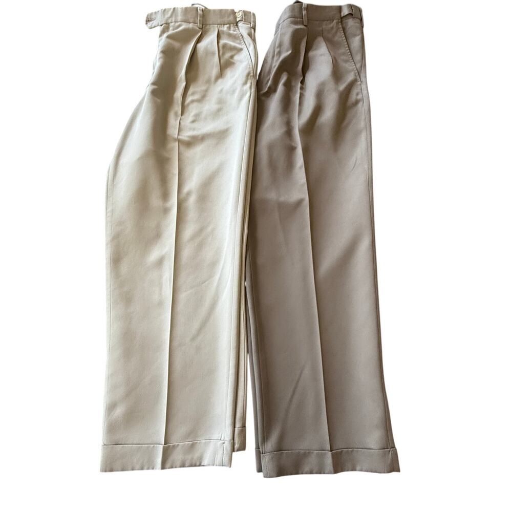 Lot of 2 Savane Men Pleated Dress Pants 36x29 Taupe Tan Comfort Plus Career Work